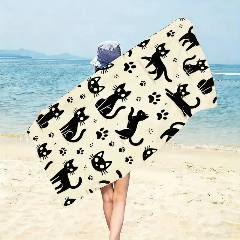 Vintage Palm Tree Silhouette Pattern Beach Towel Lightweight Quick Dry Microfiber Towel For Beach Pool Bath Travel Daily Use