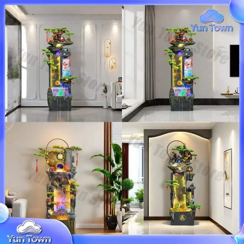 South East Asia Cross-border New Chinese-style circulating water Fish tank Interior decoration Business flow ornaments Water