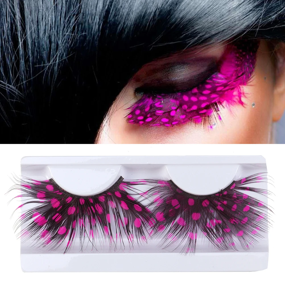

Colored Eyelashes 2 Pairs Reusable Extension False Lashes Pink White Deluxe Party Handmade Chic Fashion
