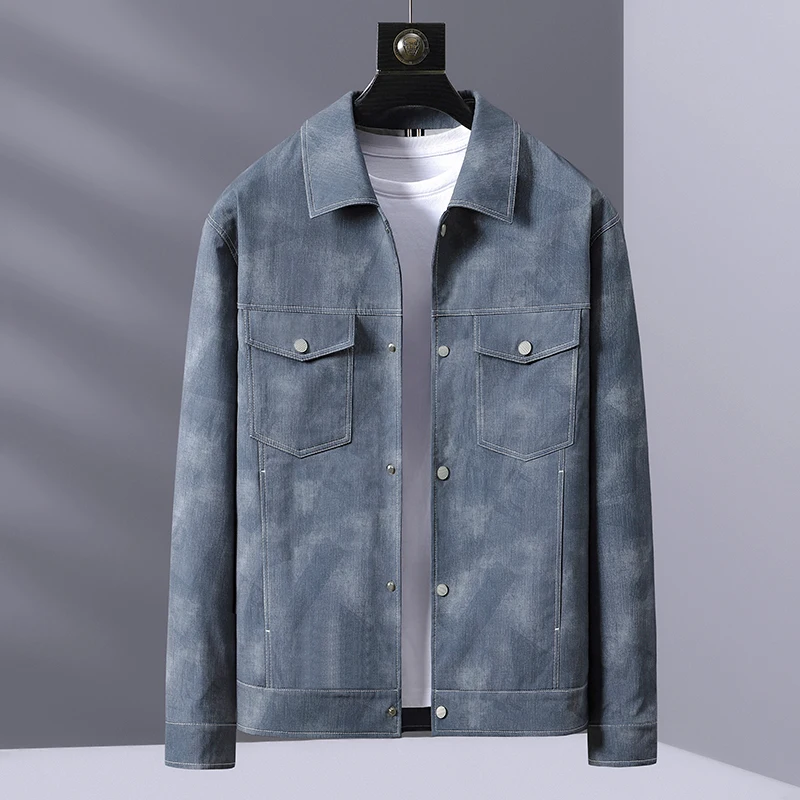 

2023Four Seasons boutique high-end new men's casual fashion Korean version slim denim tooling jacket young and middle-aged