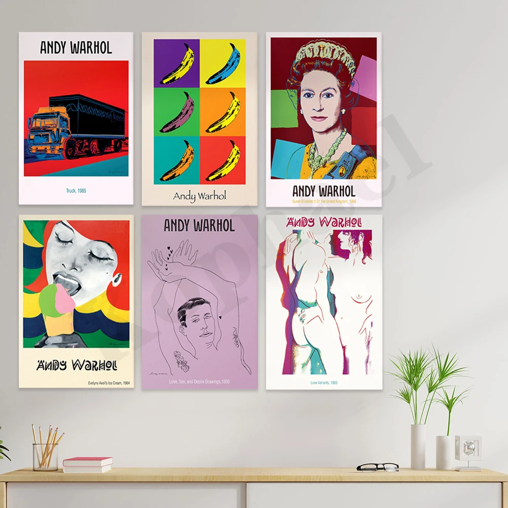 Andy Warhol Vintage Exhibition Works. Sex and Desire Ice Cream Queen Elizabeth Banana Truck Jesus. Home Wall Decor Art Poster