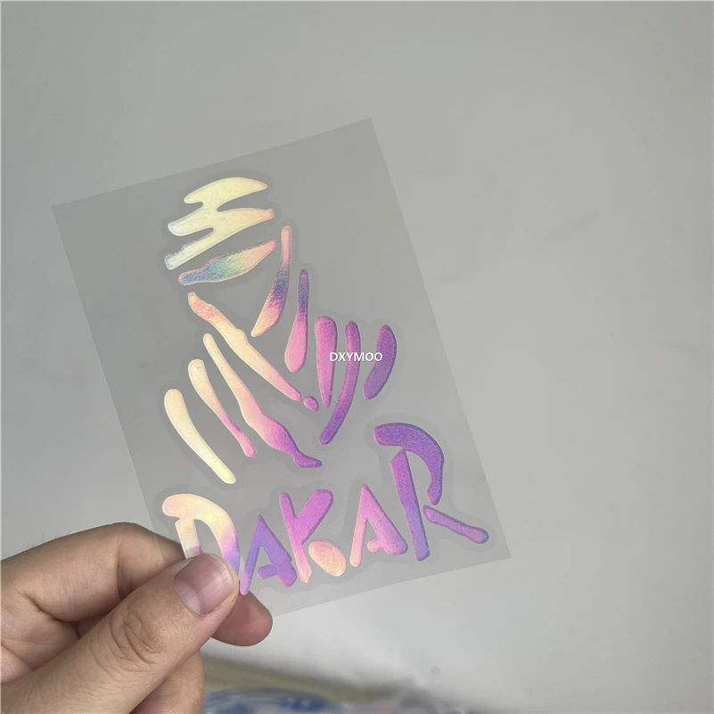 Holographic DAKAR Japanese Text Vinyl Sticker Waterproof For Rally Racing Car Motorcycle Helmet Window Decor Decal