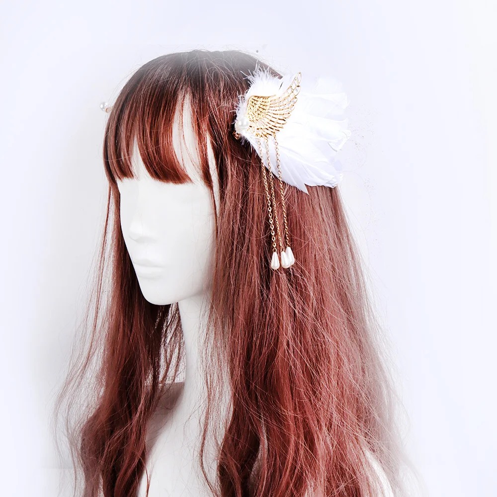 Lolita Angel Wing  Headpiece Hairclips Anime Maid Hair Clip Cosplay Costume Party Headdress Angel Wing Headpiece Accessories