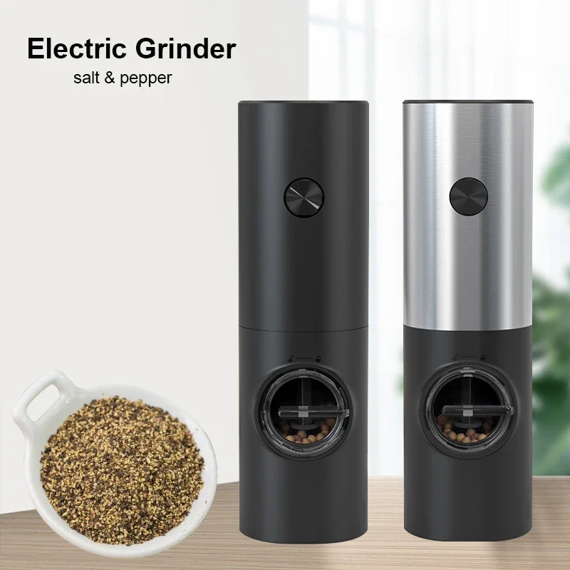 Electric Grinder for Salt and Pepper Coarseness Adjustable Cordless Portable Dry Battery Mini Spices Grinding Mill for Kitchen