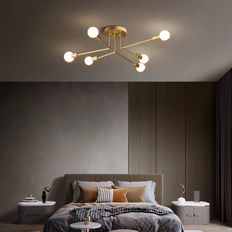 

All copper Nordic bedroom ceiling light modern minimalist master bedroom