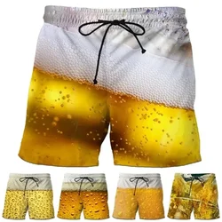 Men's beer shorts, 3D printed swimsuit, beach swimsuit, sportswear, gym, new