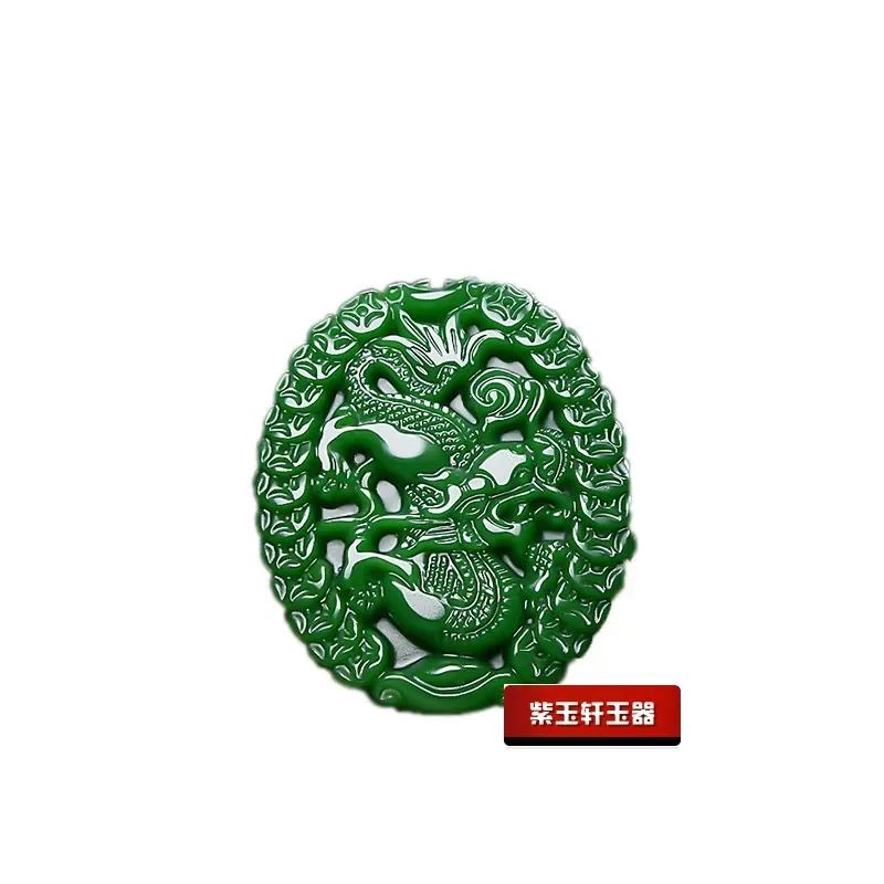 Collier pendentif Dragon en Jade vert, bijoux chinois sculpté à la main, Relax, guérison, femmes et hommes, cadeau de chance, amulette, chaîne de pull