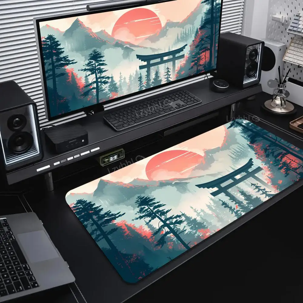 900x400 High-Definition Mouse Pad Japanese Cherry Blossom Theme Gaming Keyboard Mat Non-Slip Office Computer Landscape Mouse Pad