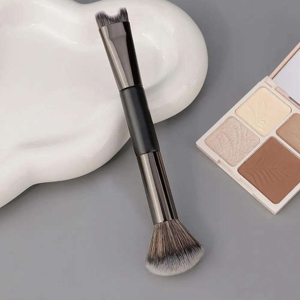 1 pçs pincéis de maquiagem em pó de precisão preto configuração compõem escova blush bronzer cabeça redonda rosto ferramentas cosméticas macio