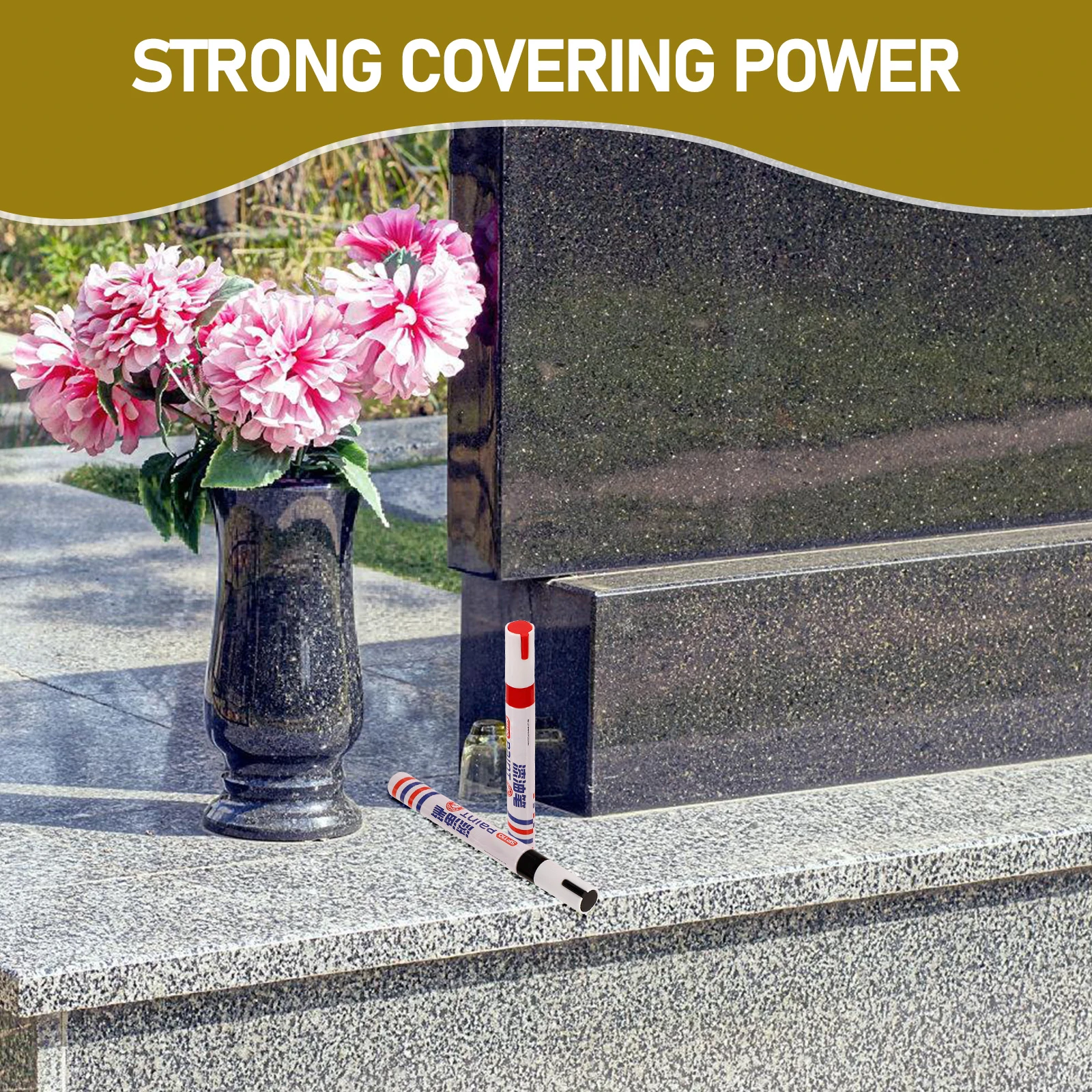 

2pcs Tablet Inscription Repair Pen Monument Writing Marker Touch-Up Paint Pens Multi-Surface Use Bright Red Drying