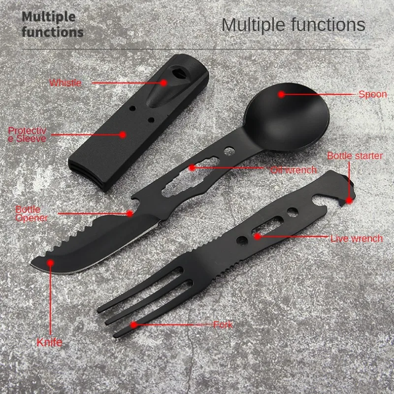 Multifunction Camping Knife & Tableware Set 6