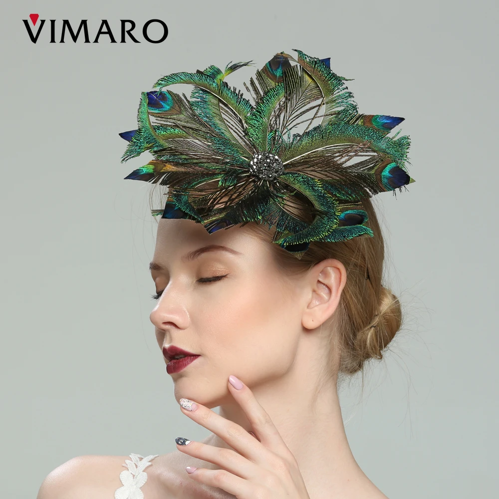 VIMARO Peacock Fascinator Hat Peacock Fascinators dla kobiet spotkanie przy herbacie Kentucky Derby kapelusze dla kobiet (na klipie)