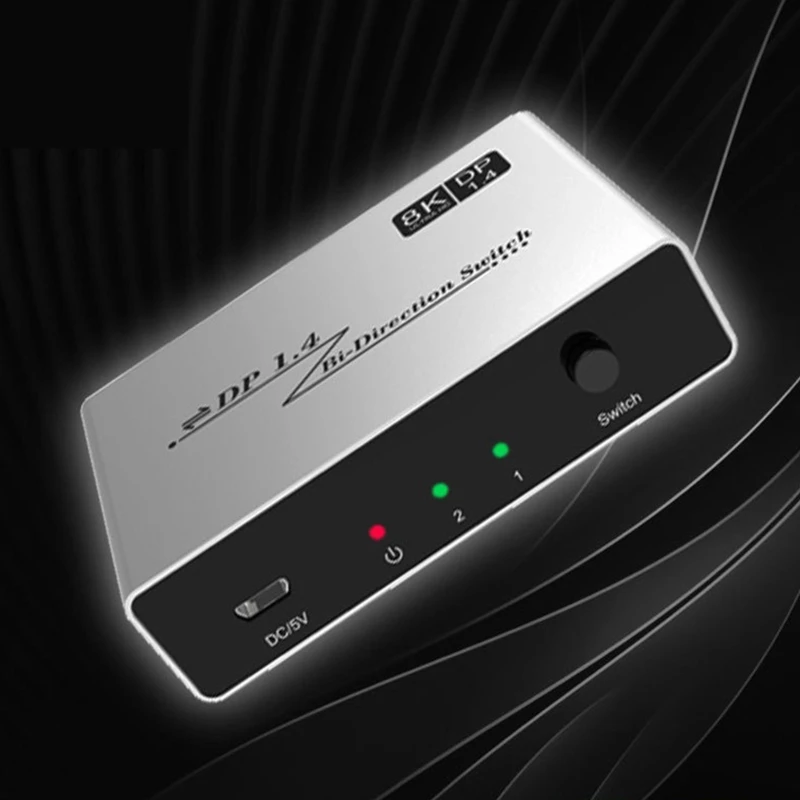 Two-Way DP1.4 Switcher Box for Projectors Monitors HDTV Game 2 in1 Out 3D Switch Top Quality