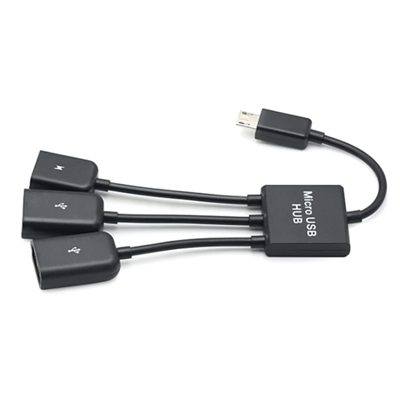 3 In 1 Micro USB Type C HUB Male To Female Double USB 2.0 Host OTG Adapter Cable For Smartphone Computer Tablet 3 Port