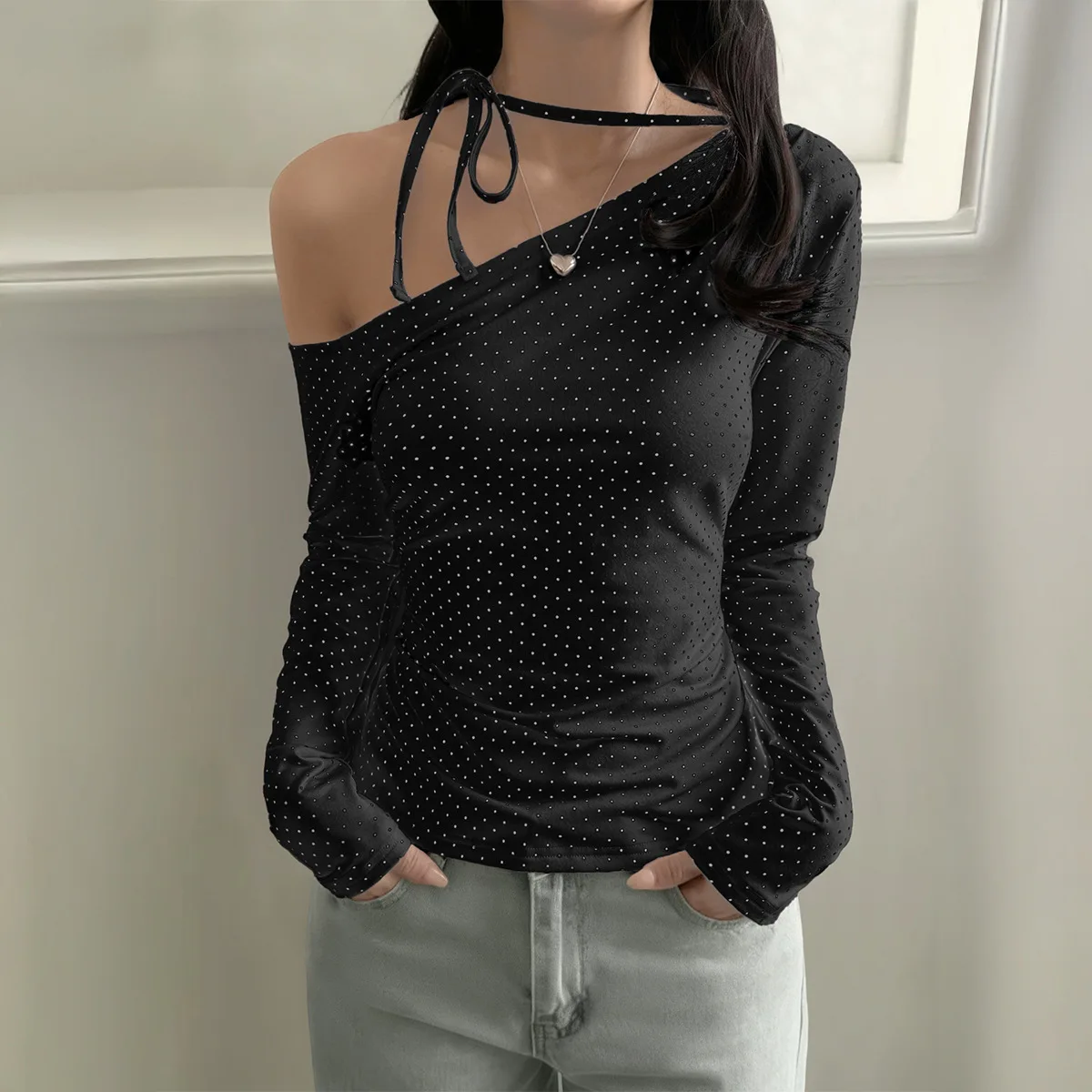 

Y2K Sweet Versatile with Long Sleeve T-Shirt Top Women's Spring/Summer 2026