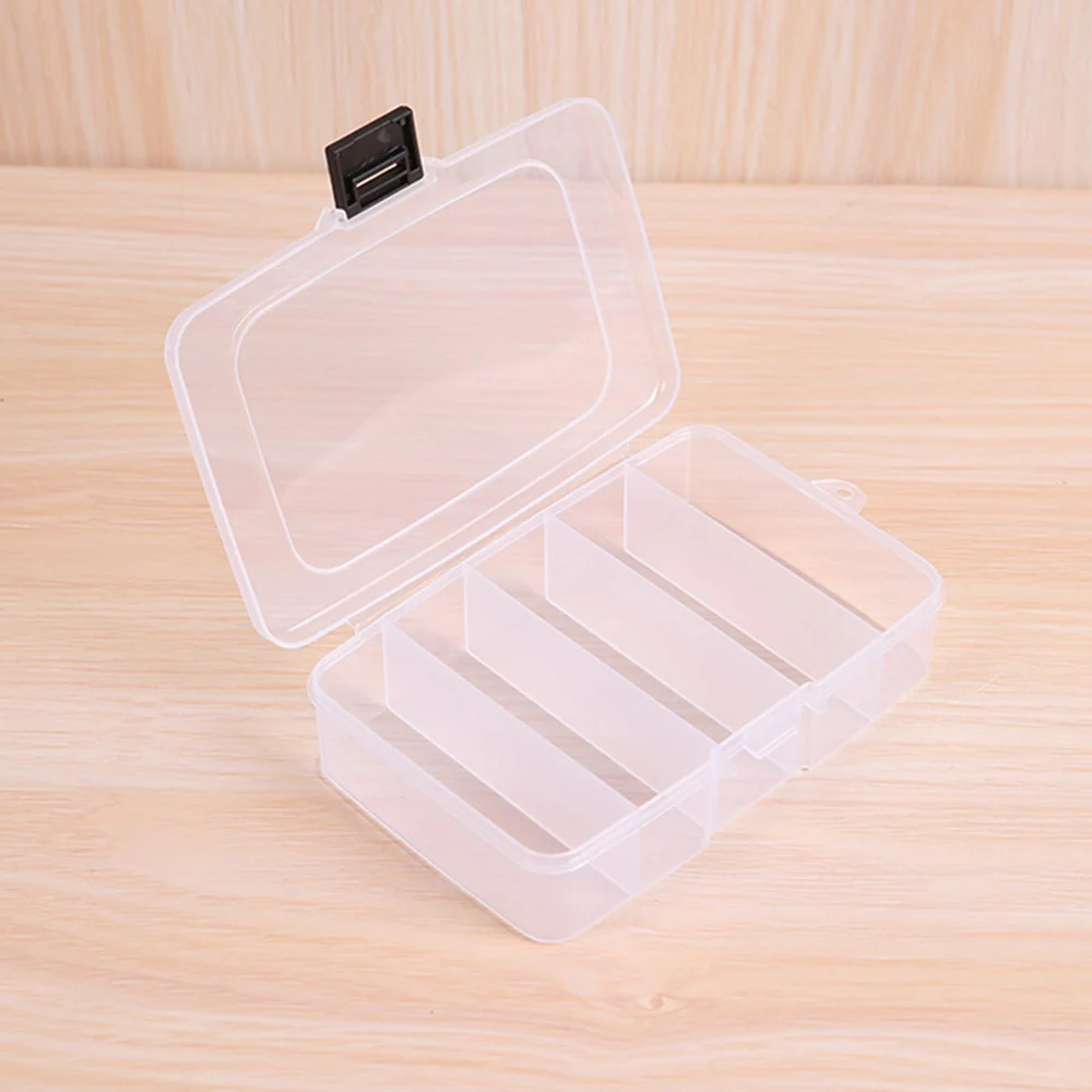 5/6-grid Durable Hair Clips Storage Box Clear Plastic Jewelry Organizer Household Travel Dust Proof Supplies With Dust Proof Lid