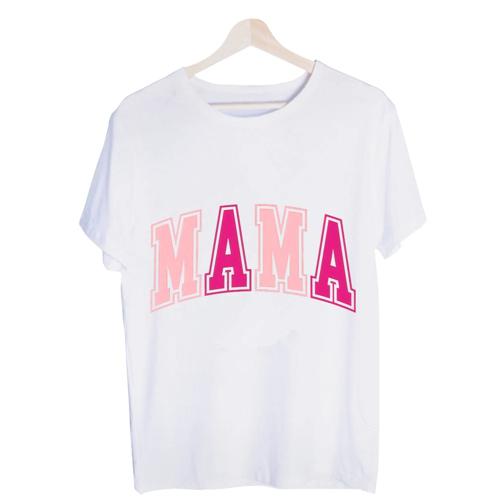 Women's "MAMA" Letter Print Graphic Tee, Short Sleeve Crew Neck T-Shirt for Casual Daily Wear and Mother's Day Outfits