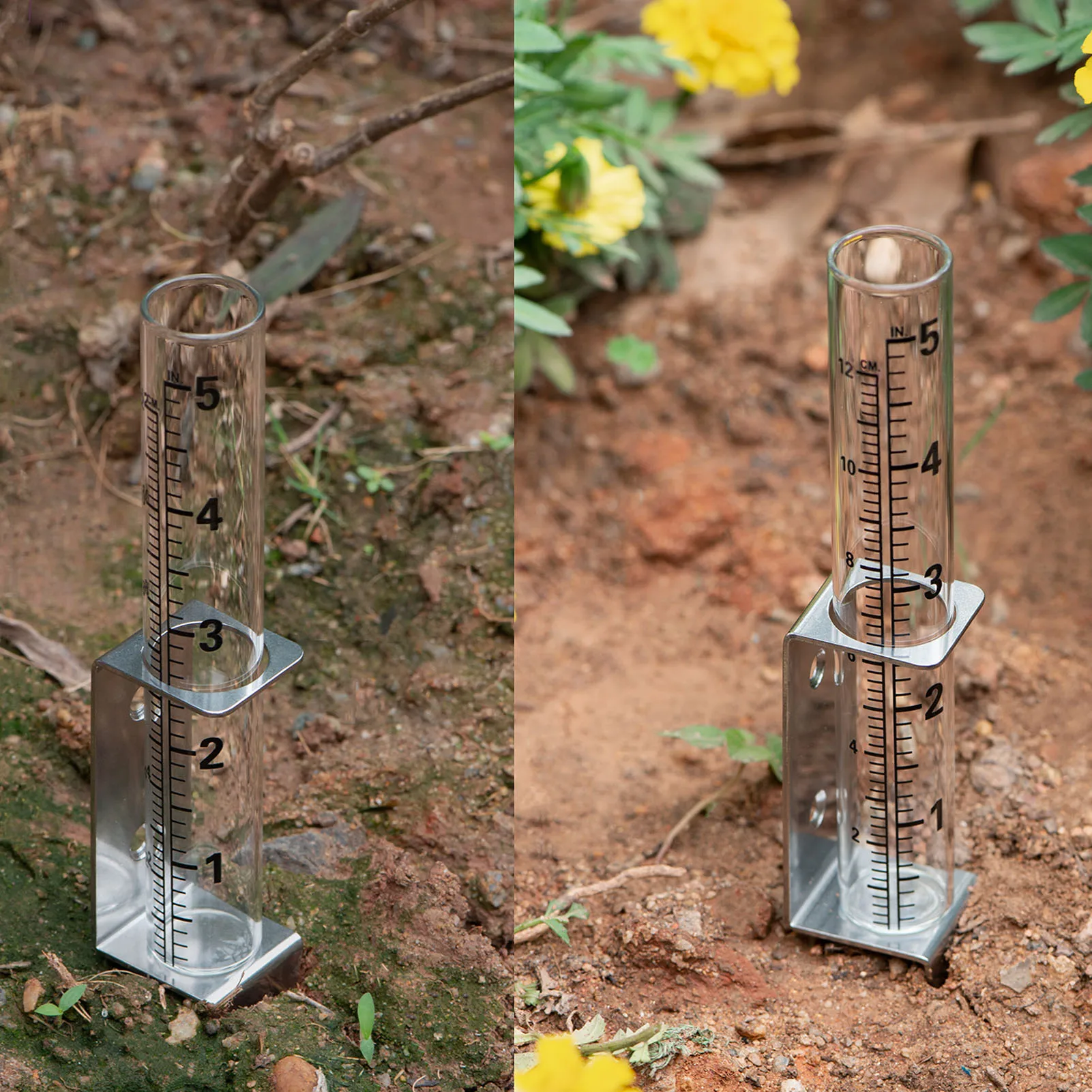 Rain Gauge with Mounting Rack Durable Stainless Steel Rack Rain Gauge for Garden Farm Rain Measuring