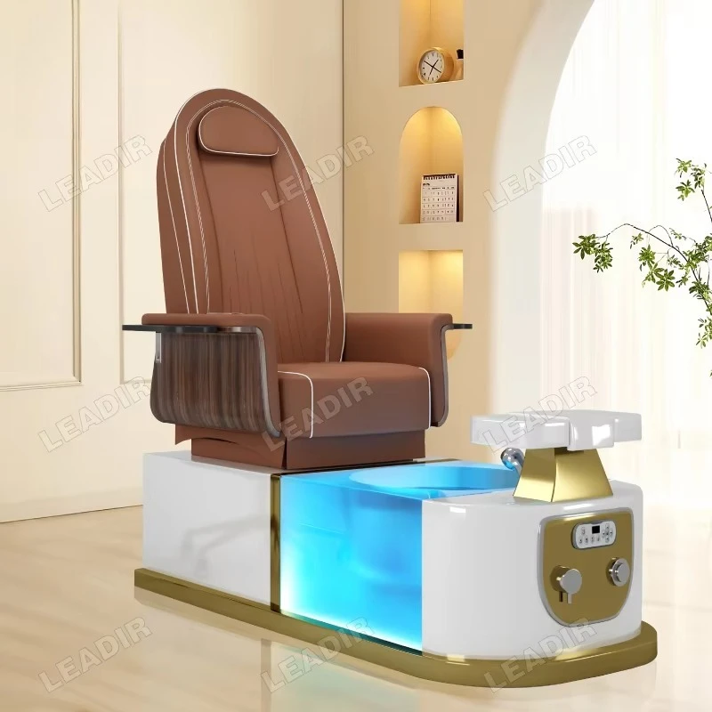 Modern Beauty Nail Salon Equipment PU Leather Massage Foot Care Spa Chair Electric Luxury Pedicure Chairs with Discharge Pump