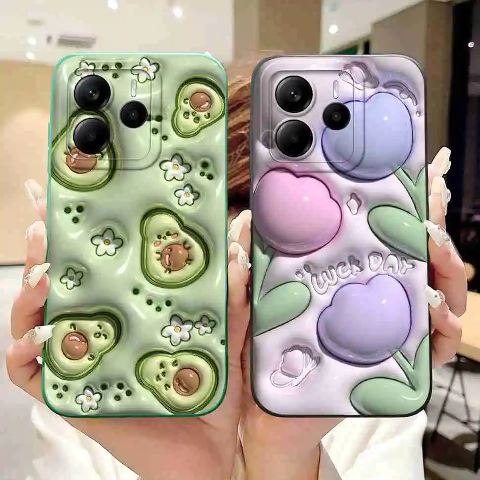For Xiaomi Redmi Note 14 5G Case Colorful Flowers Soft Silicone Back Cover Phone Cases For Redmi Note 14 Note14 Pro 5G Bumper