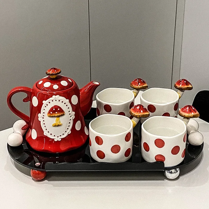 

Cute water set, household hospitality ceramic set, teapot, teacup drinking cup gift box