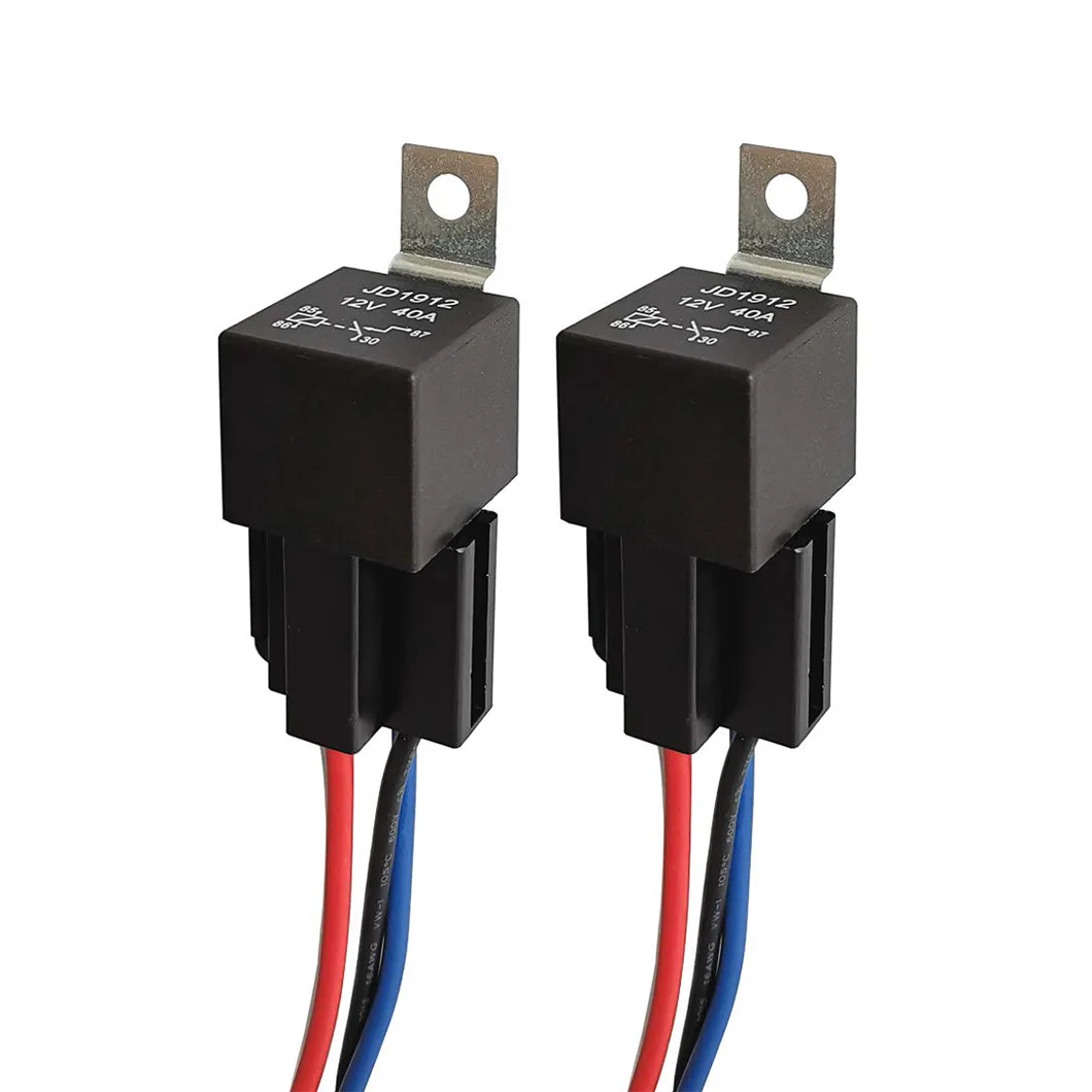 JD1912/JD1914 DC12V/24V 40A Car Waterproof Relay 4/5Pin Terminal Automotive Relay with Harness for for Boat Tractor Truck Motor