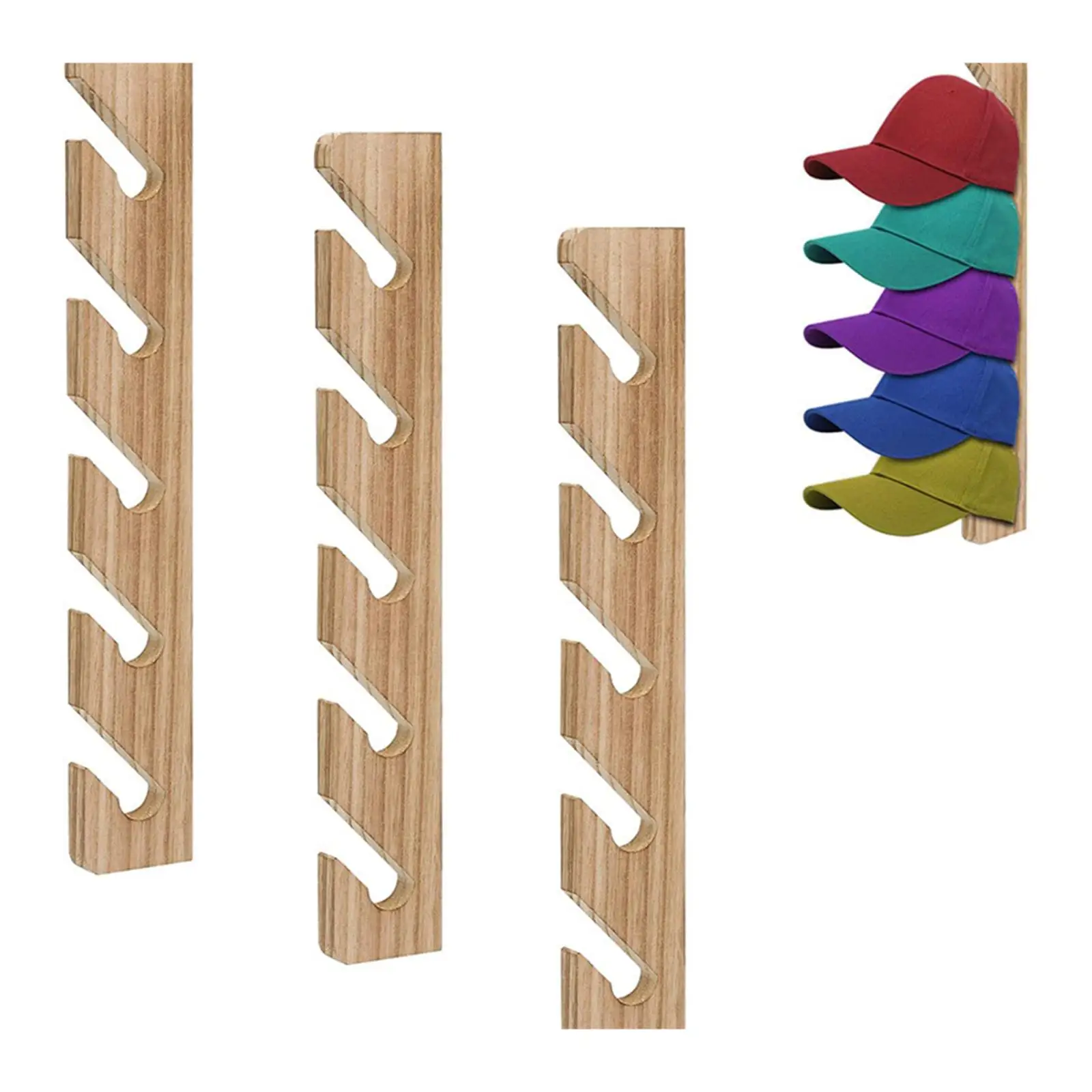 Fashionable Wood Hat Rack Hanging Organizer Vertical Wall Mount for Baseball Caps Closet Door Bedroom Usage