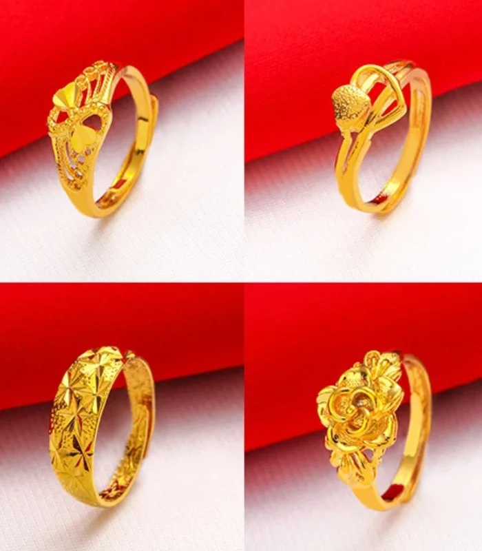 Gold Plated Lucky Ring Opening Adjustable Simple Fashion Transfer Ring For Women All-match Luxury Finger Accessories