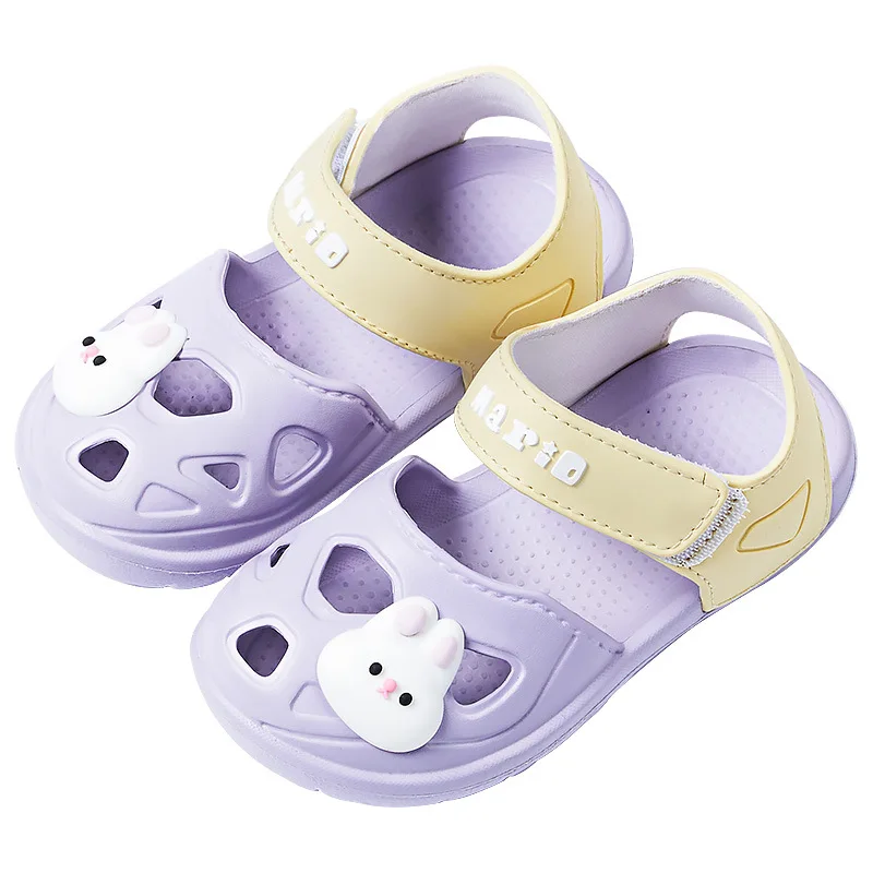 Sandalias de verano para niños y bebés, zapatos de playa Baotou, zapatillas deportivas para niñas, zapatos con agujeros para niños, zapatos de lluvia suaves y lindos