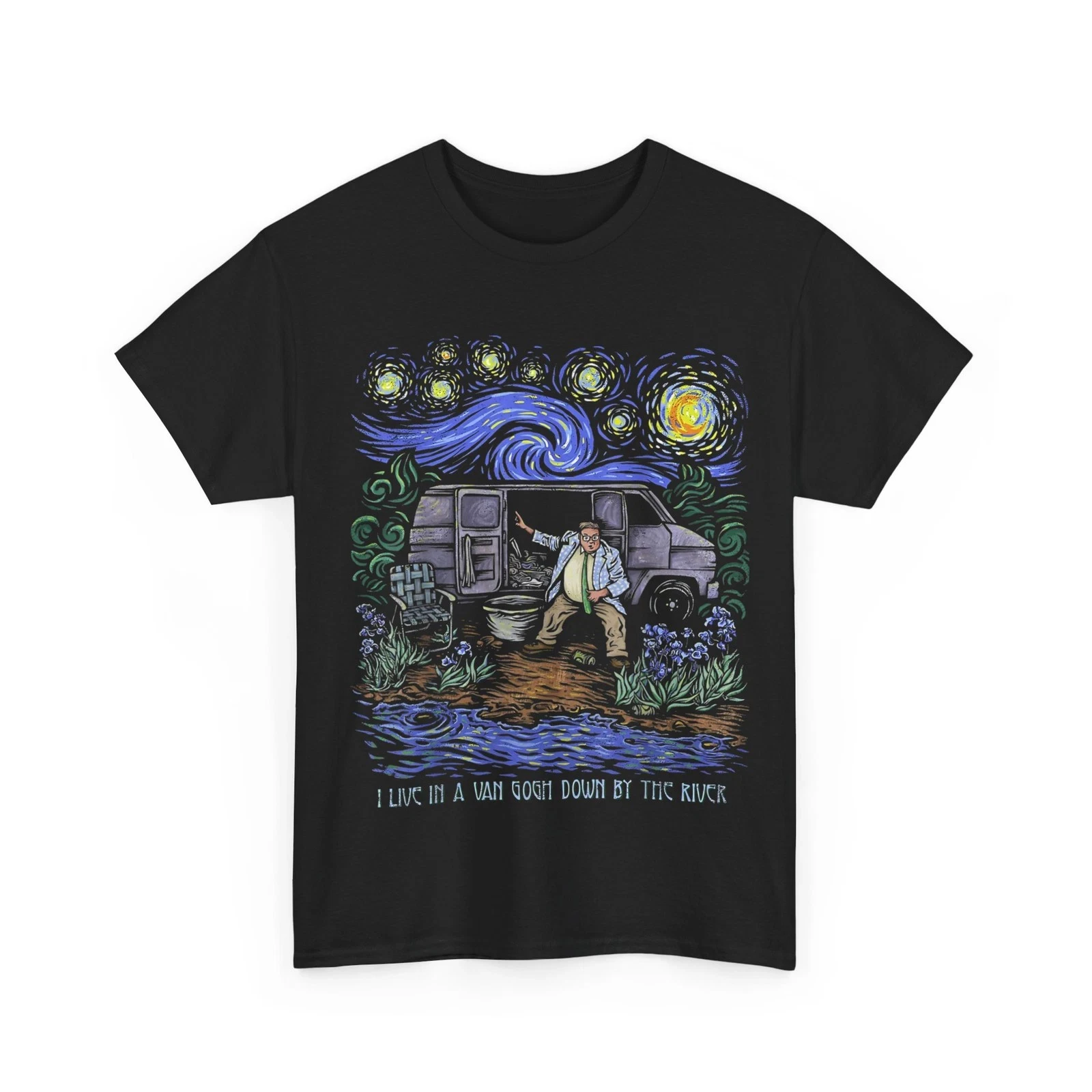 Vive in A Van-Gogh Down-by The River Live in A Van -Gogh Down By The River Ropa de hombre de moda transpirable y suave