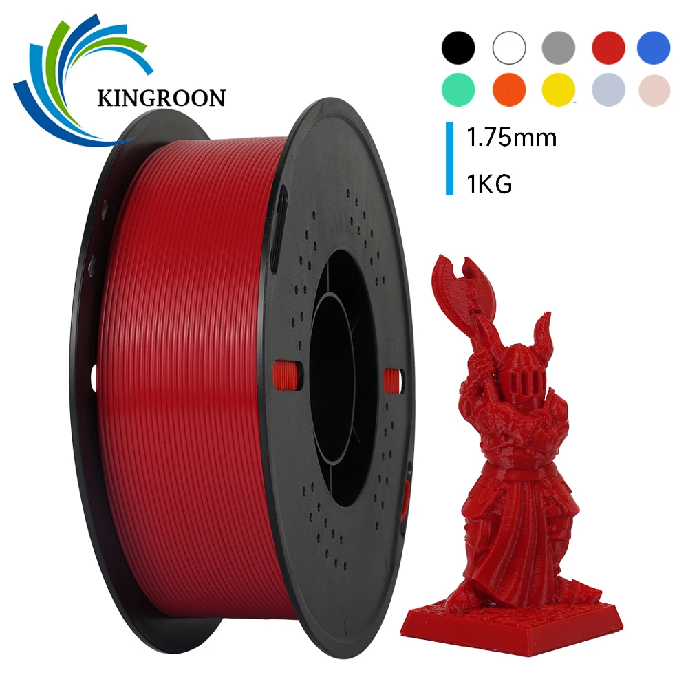KINGROON Basic PLA PETG Filament 1,75 mm 1 kg 2 kg, rote neue Farbe 3D-Druckmaterial, passend für die meisten FDM-3D-Drucker, 1 kg Spule (2,2 lbs), 13 Farboptionen