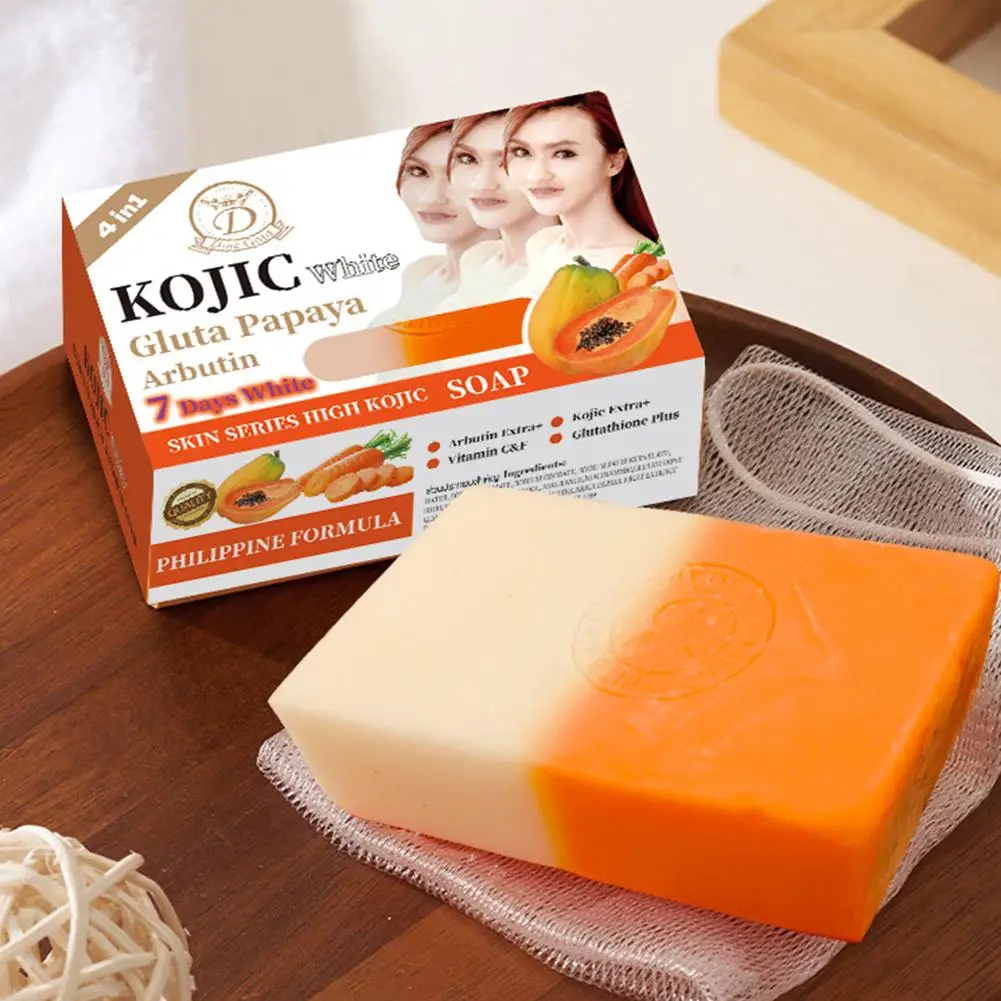 Kojic Acid & Papaya Whitening Soap Bar Remove Dark Spots & Acne Scars Skin Lightening Face & Body Cleanser