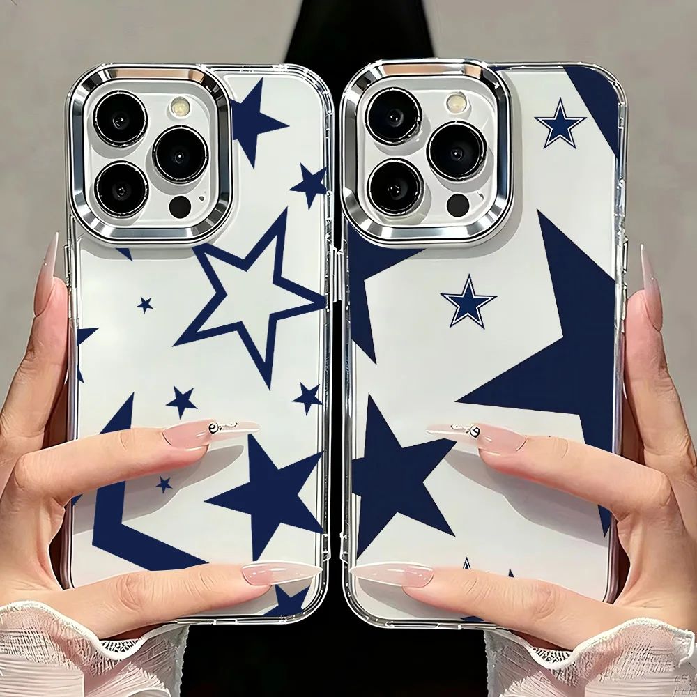 HOT Luxury Colorful Stars Phone Case For iPhone 17e 17 16e 16 15 14 13 12 11 mini Pro Max Air Plus Transparent Soft Cover