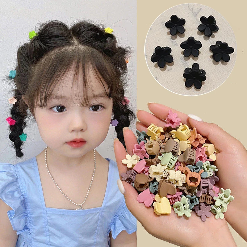 50pcs Matte Plastic Mini Rabbit Head Hair Claws Hair Clips Crab Baby Gilrs Sweet Small Hairpin Flower Barrettes Hair Accessories