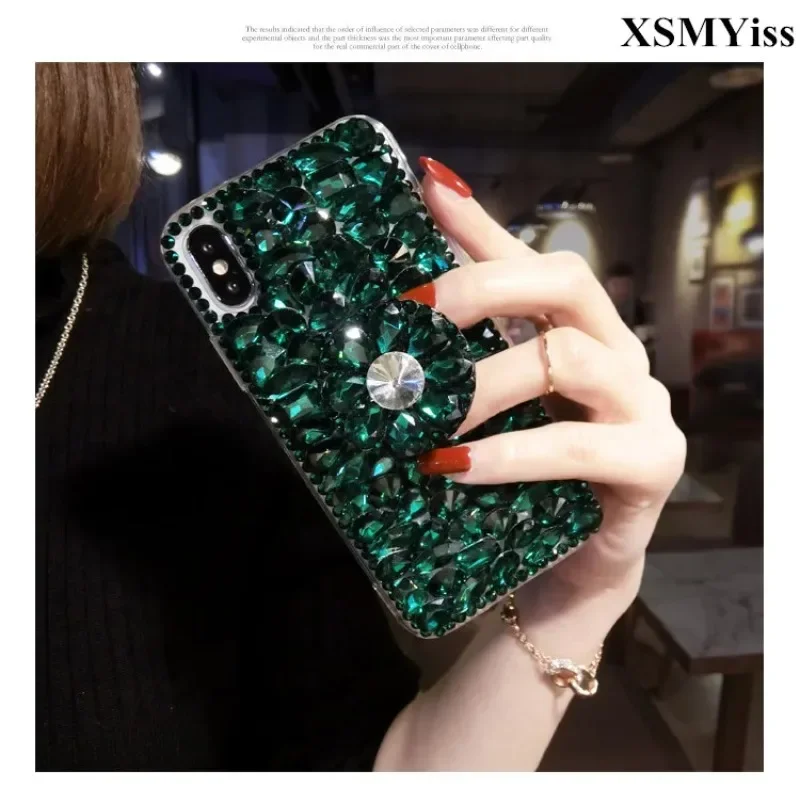 Luxury Bling Crystal Diamonds Phone Case, Stones Stand, Soft Back Cover for Huawei Honor 70 80 90 100 Pro Lite 8X 9X X40i X50i