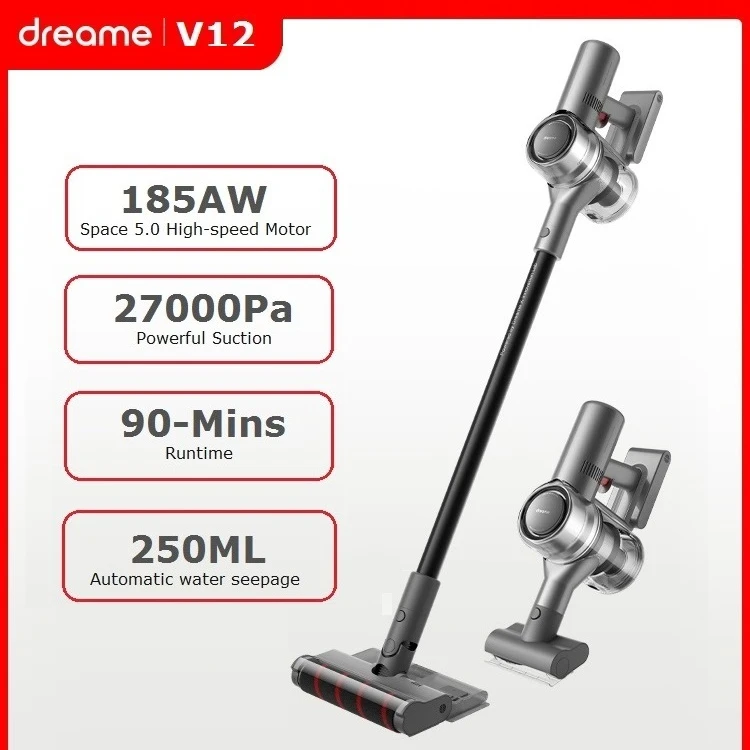 

Dreame V12 Cordless Vacuum Cleaner for Home 250ml Water Tank Automatic Water Seepage 3000mAh Battery Capacity Super Clean Power