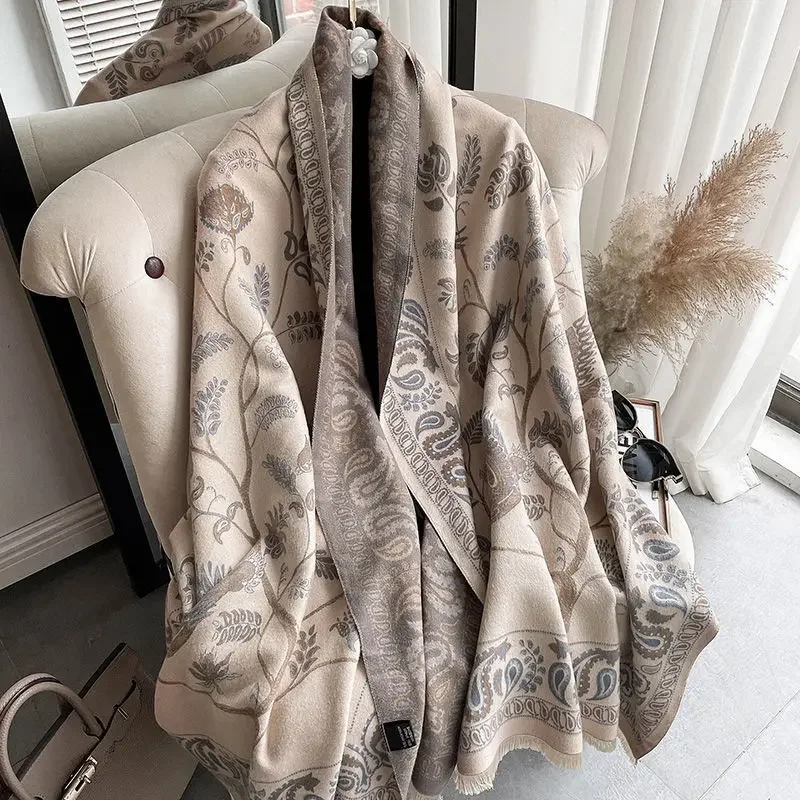 Versatile Double-Sided 400g Warm Shawl Scarf Women's Autumn/Winter Long Length Fashion Accessory For Outerwear