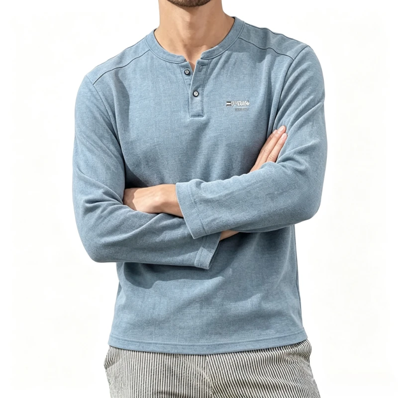 Brand New Men's Print Polo Shirt Autumn Solid Color Long Sleeve Work Tops Man Social Business Male Spring Formal Workwear Shirts
