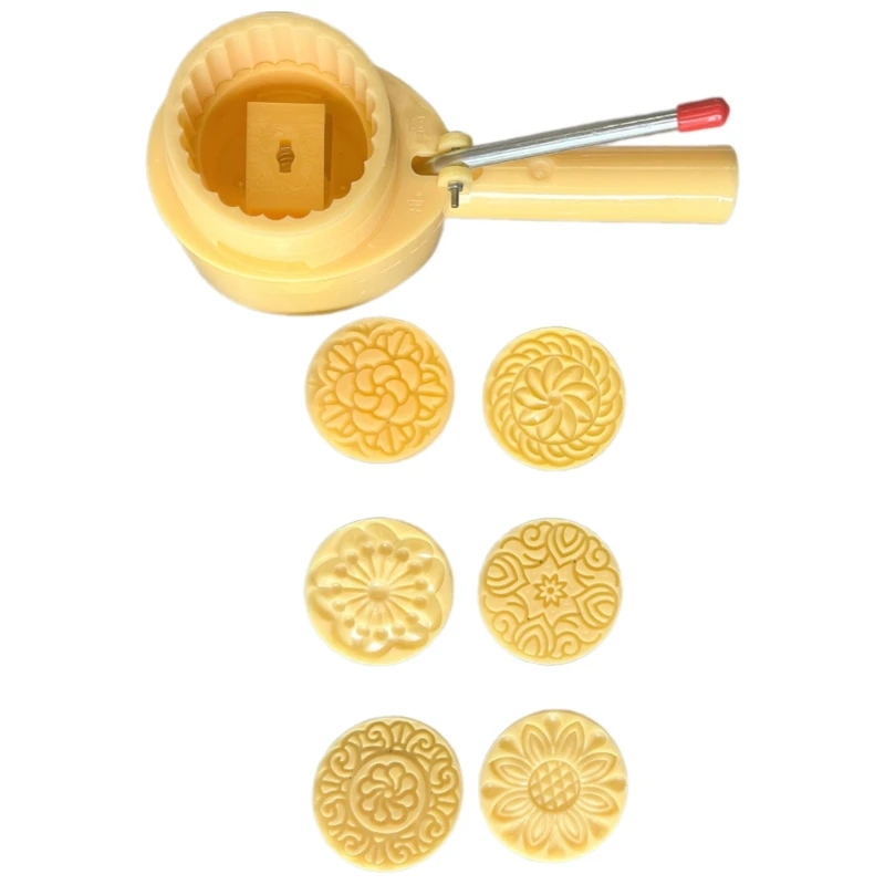 Portable Mooncakes Molds with 6 Stamp Efficient Baking Accessory 100g Mooncakes Press with 6 Stamp for Festival Treats