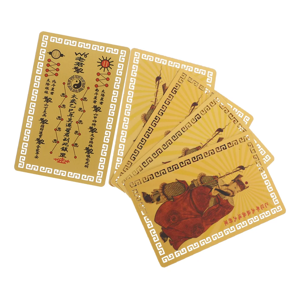 5pcs Taisui Amulet Cards Chinese Style Feng Shui Card for Wealth and Success Auspicious Protection Traditional Amulet Cards