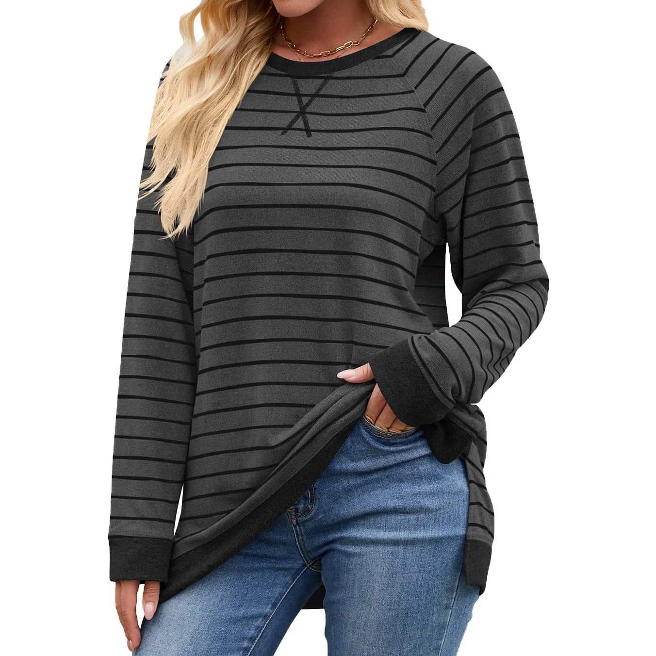 

Women Long Sleeve Round Neck Shirt Sweater Tops