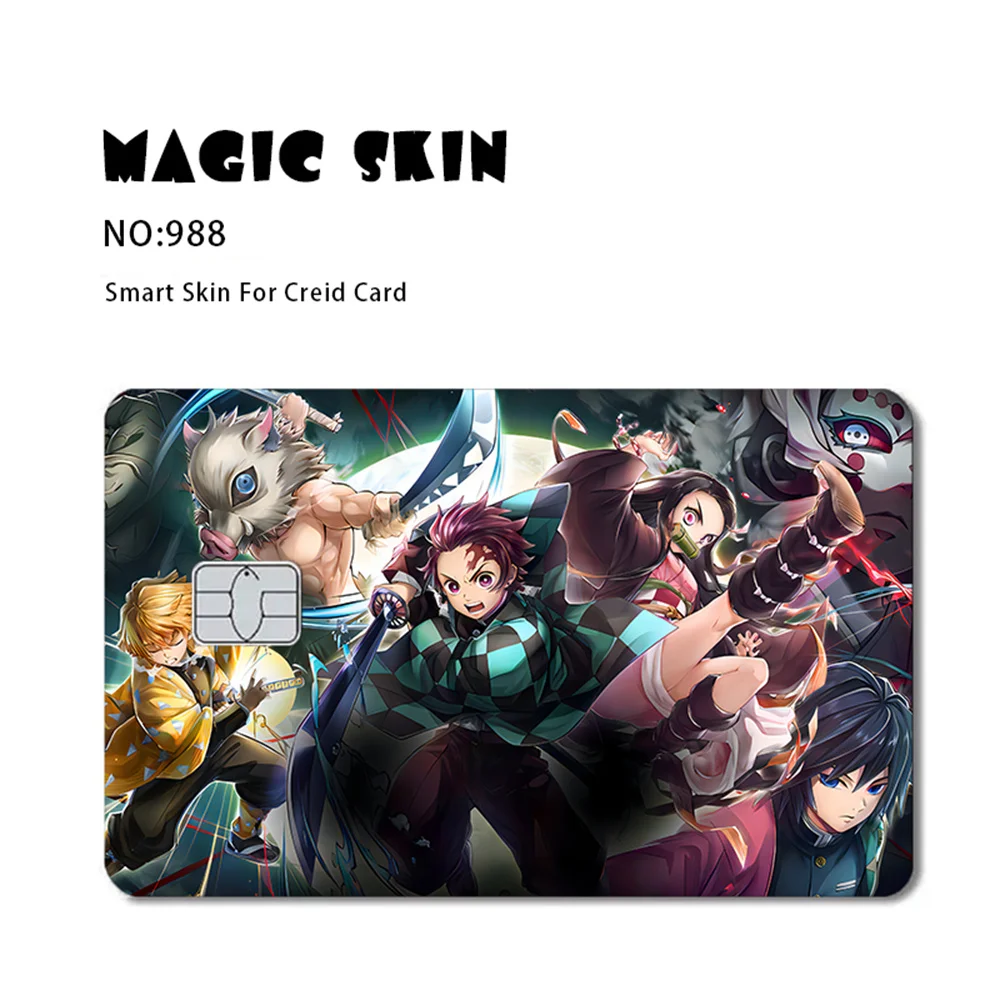 Anime Demon Salyer Matte 3M PVC Sticker Film Tape Skin for Credit Card Debit Card Tanjirou Waterproof Stickers Big Small Chip