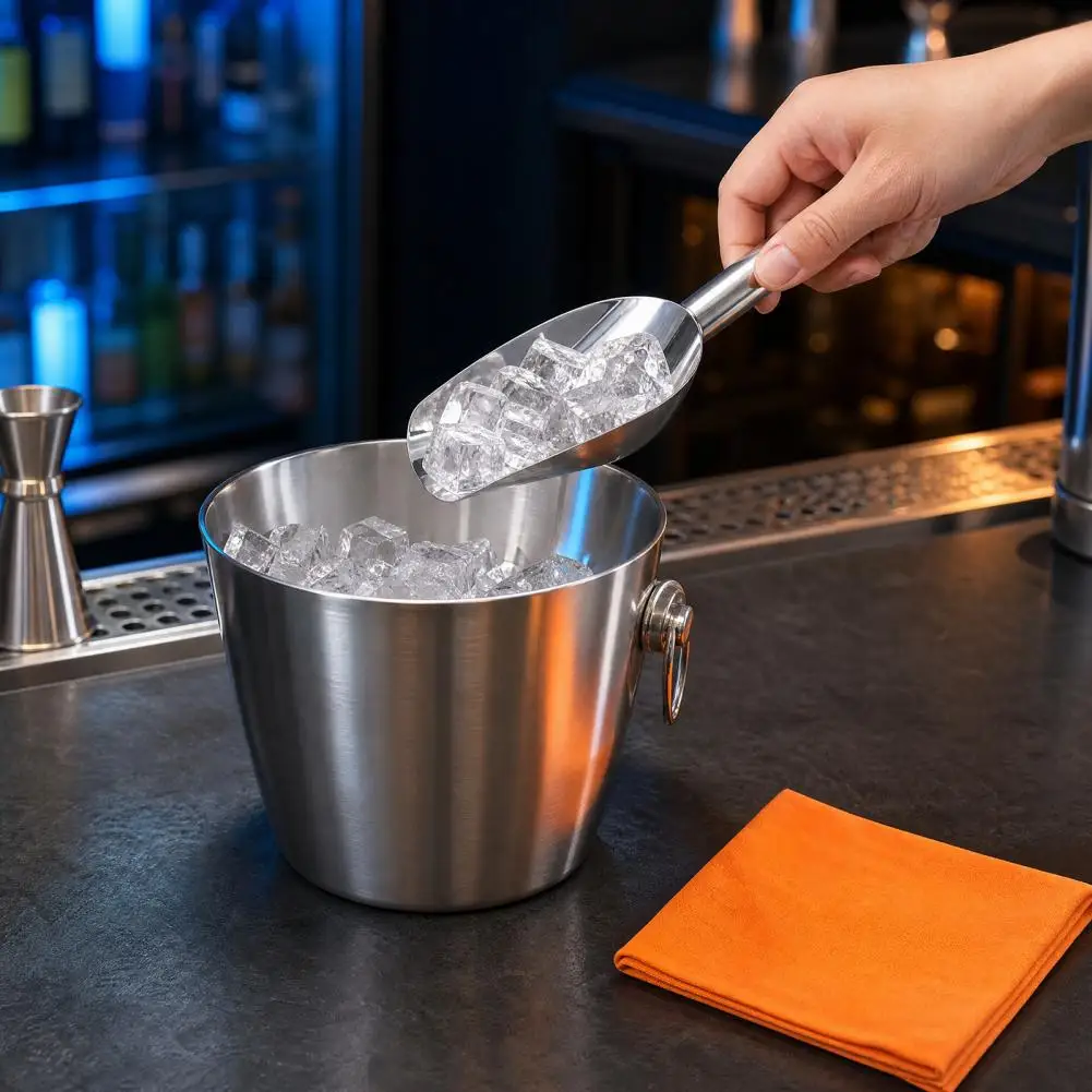 Popcorn Scoop Flat Bottom Scoop Stainless Steel Ice Scoop for Ice Machine Heavy Duty Metal Ice Shovel for Bar Kitchen for Food