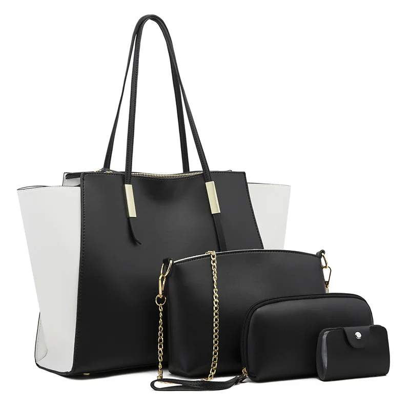 Women Bags Set Urban Trend Shoulder Bag Crossbody Bag Clutch Bag Card Pack 4pcs PU Composite Bags Large Capacity Tote Bags Suit