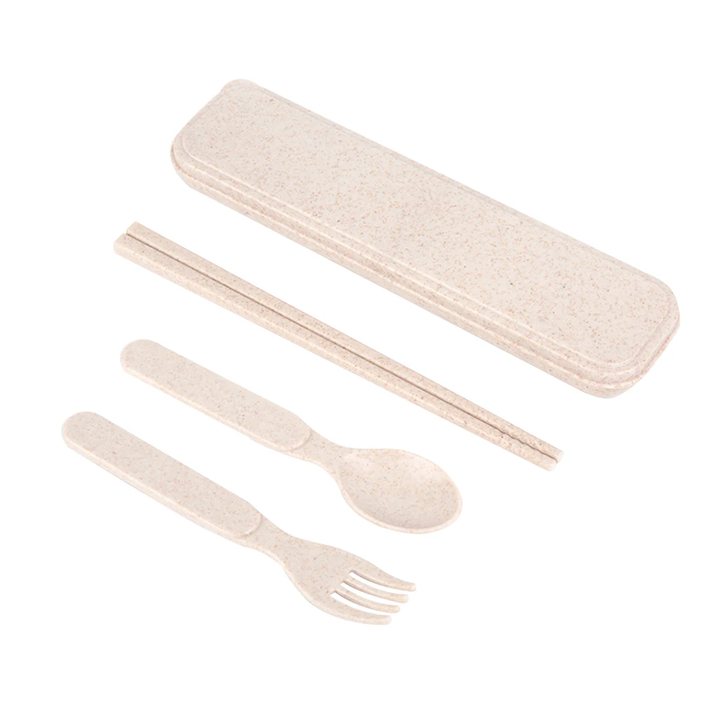 

Portable Kids Tableware Set Eco Friendly Spoon Fork Chopsticks Travel Utensils Outdoor Camping Hiking Use Storage
