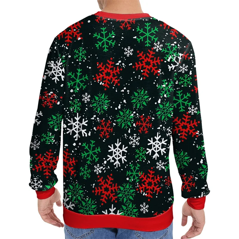 Men s Winter Snowflake Pattern Crew Neck Sweatshirt Long Sleeve Christmas Costume Fashion Present