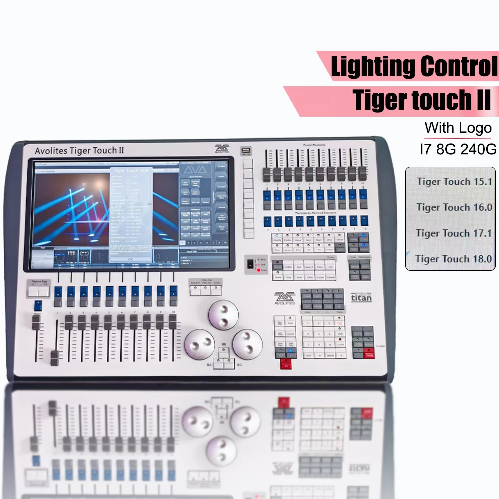 

Контроллер сценического освещения консоли Tiger Touch II V18/V17.1/V16.0/V15.1, версия I7 8G 240G с сенсорным экраном, кейс для полета DMX512