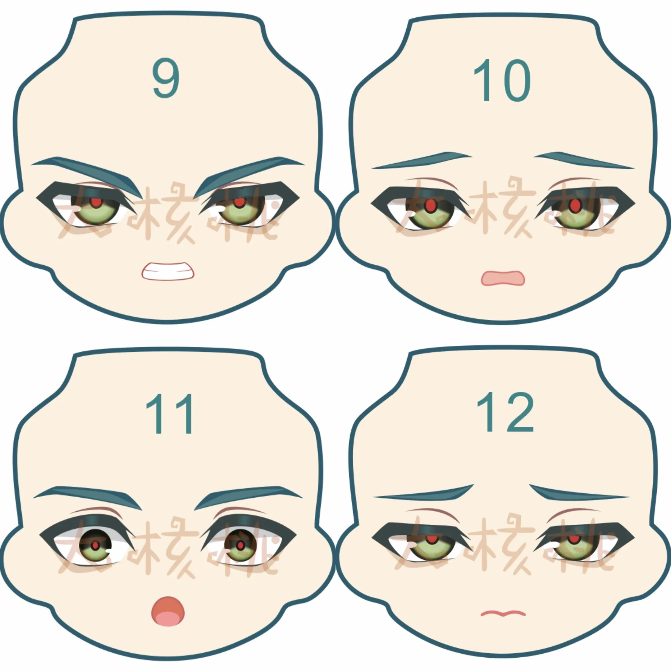 Zenless Zone Nul Lichter Ob11 Gezicht voor 1/12 BJD Pop Water Sticker Faceplates Anime Game Cosplay Speelgoed Accessoires