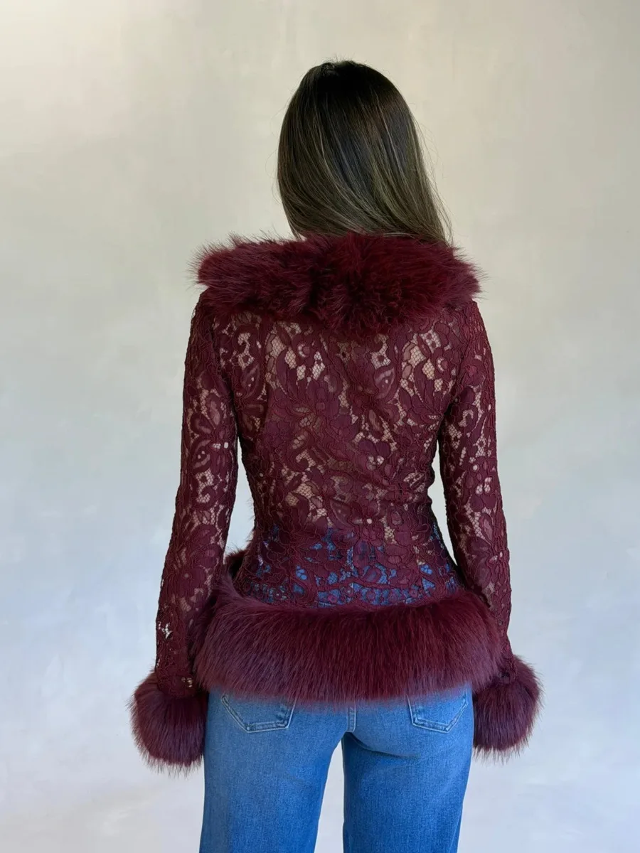 DFDG Women V Neck Open Front Faux Fur Coat Sleeveless Cropped Plush Gilet Autumn Winter Fashion Layering Waistcoat Casual Layer view 5