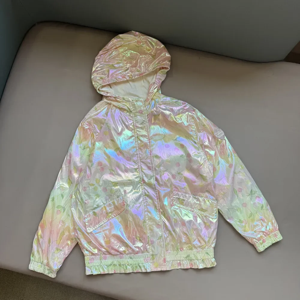 Mother & Kids Autumn coat Cherry patterned printed Girls' hoodie loose and comfortable French style jacket Children's Clothing